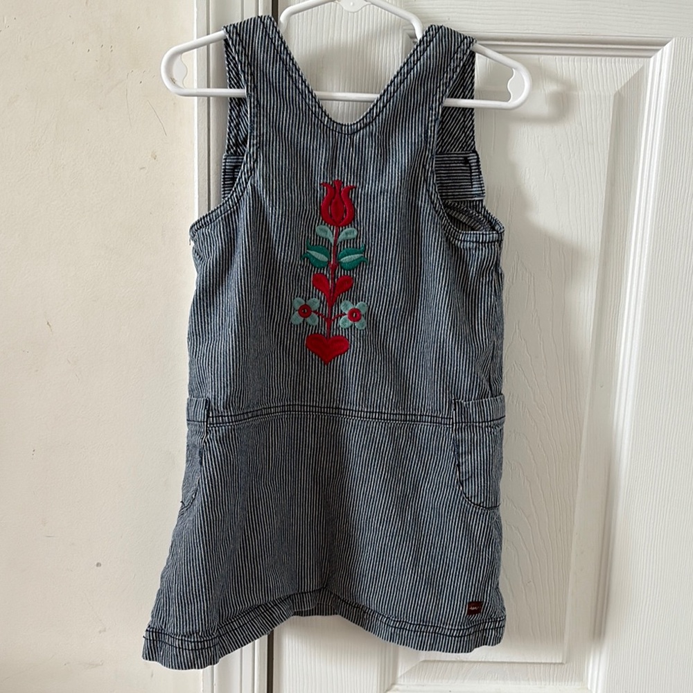 Tea Hickory Stripe Floral Dress